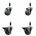 Service Caster 3'' Gray Poly Wheel Swivel 7/8'' Expanding Stem Caster Set 2 Brakes, 4PK SCC-EX20S314-PPUB-2-PLB-2-78